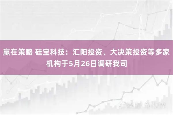 赢在策略 硅宝科技：汇阳投资、大决策投资等多家机构于5月26日调研我司