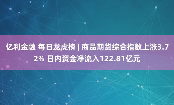 亿利金融 每日龙虎榜 | 商品期货综合指数上涨3.72% 日内资金净流入122.81亿元